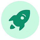Intellagence, Solutions & Talents, icône verte avec dune fusée